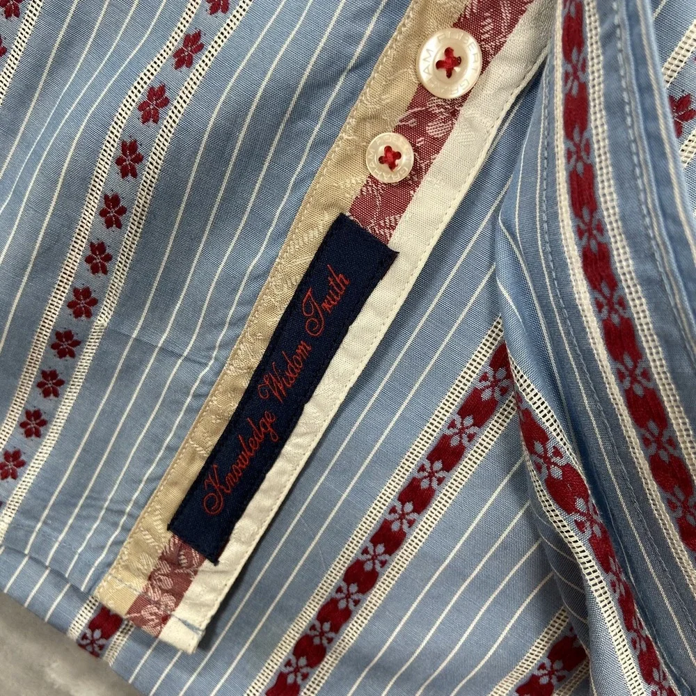 Robert Graham Shirt Mens Large Button Up Long Sleeve Flip Cuffs Striped Designer